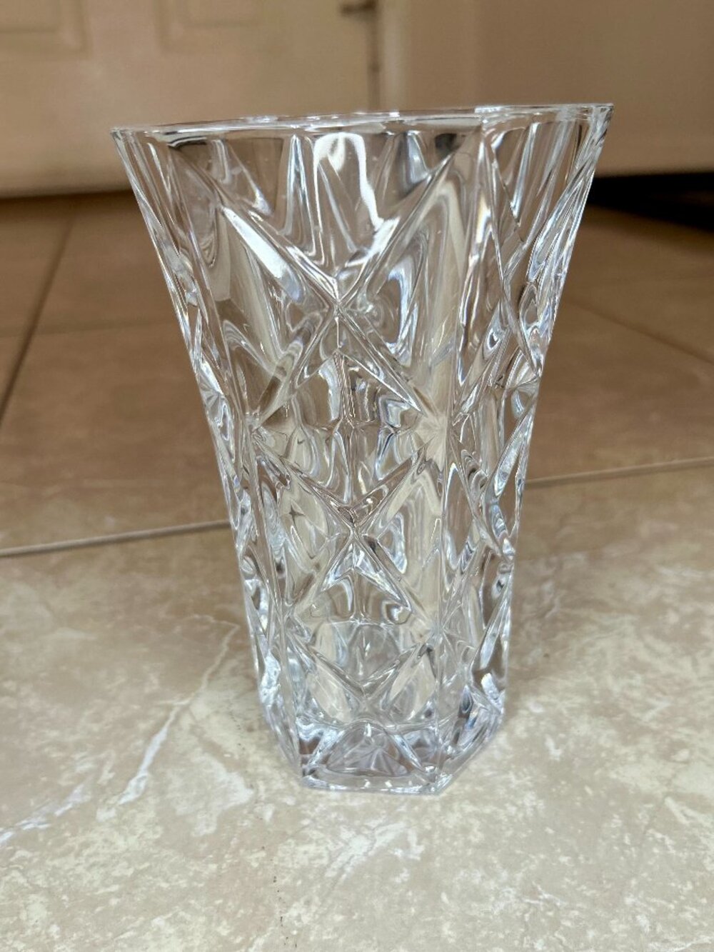 Crystal Vase with Diamond Etching
